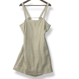 NEW Loft Dress 10 Beige 100% Linen Cutout Tie Back Lined Pockets Beach Vacation